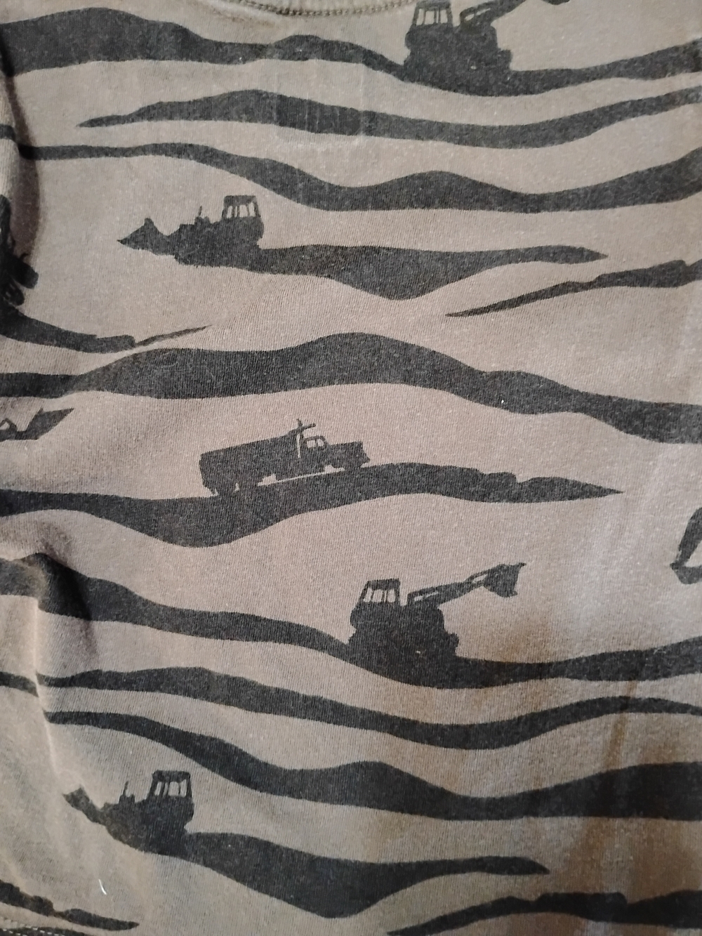 GAP Brown and Black Construction-Print Long Sleeve Tee